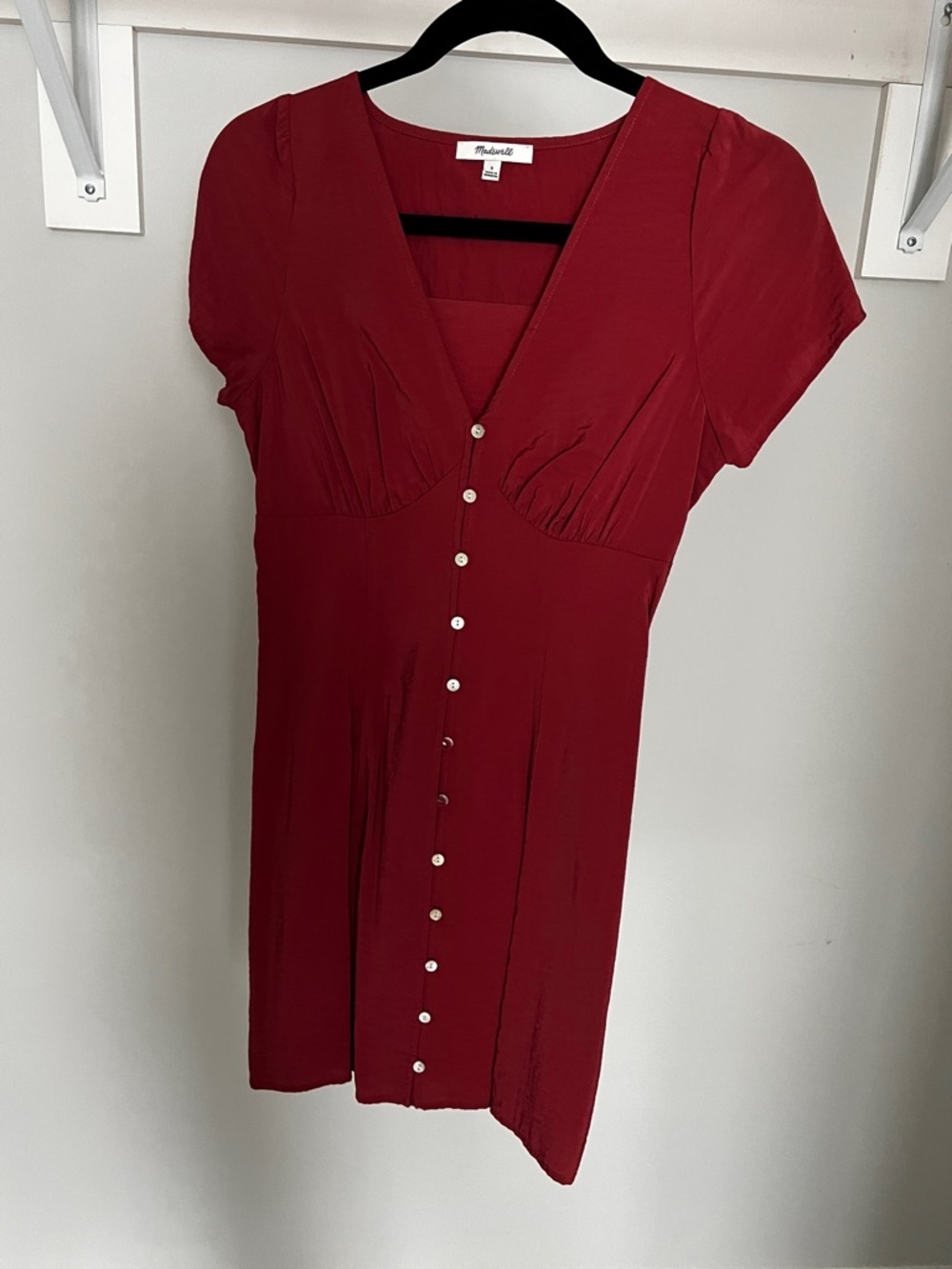 Madewell red V-Neck Button Front dress